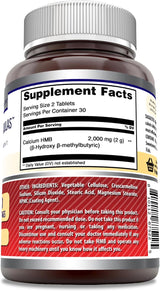 Fórmulas Asombrosas HMB 2000mg Tabletas Suplemento Non-GMO Gluten Free Made en USA 60u