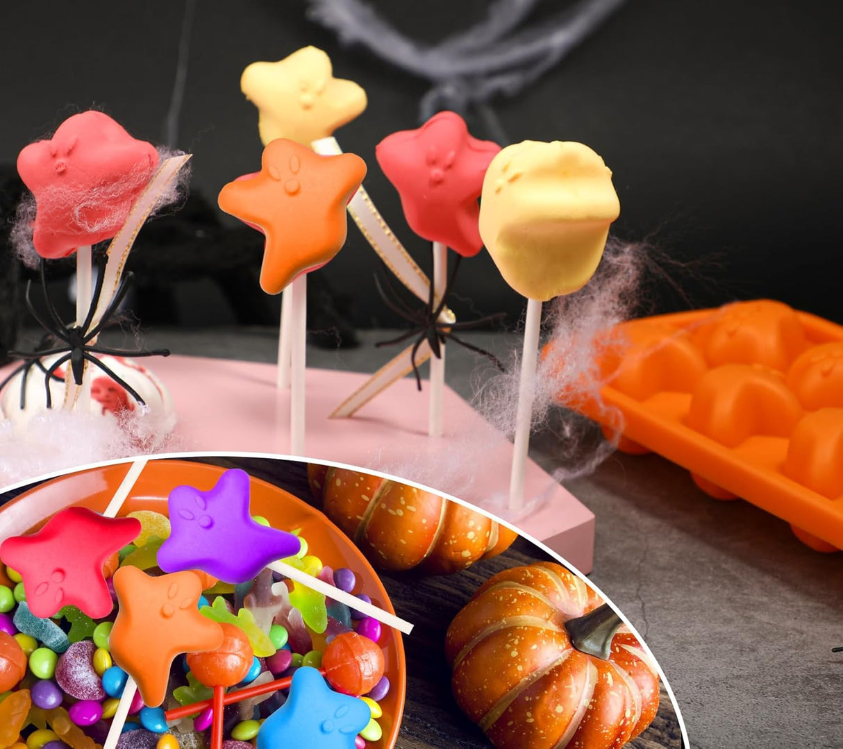 Moldes para Cake Pops Fantasmas Webake, 50 Palitos, 2 Pzs