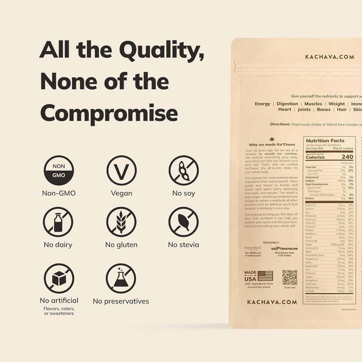 Batido de Proteínas Vegano Ka’Chava 2 lb con Superfoods y Enzimas