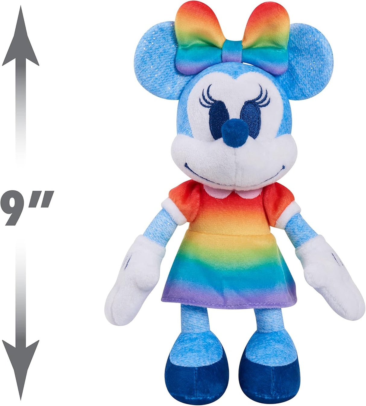 Peluche pequeño de Minnie Mouse con diseño de arcoiris