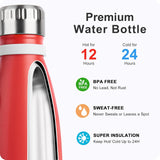 Botella de agua 12 oz acero inoxidable, a prueba de fugas, BPA-Free