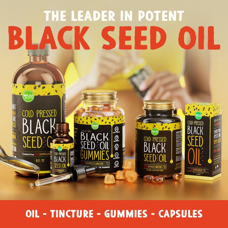 Cápsulas de Aceite de Semilla Negra MAJU, 500mg, 60 Conteo