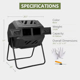 Compostador Exterior SUPER DEAL 43 Galones Doble Cámara 360°