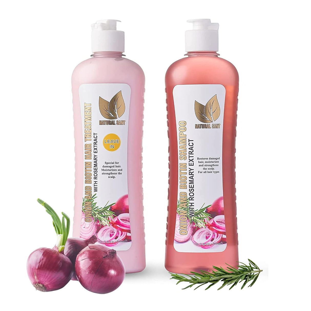 Champú y tratamiento de biotina con cebolla y romero