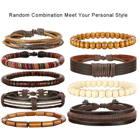Pulsera de cuero tejida para hombres Mujeres