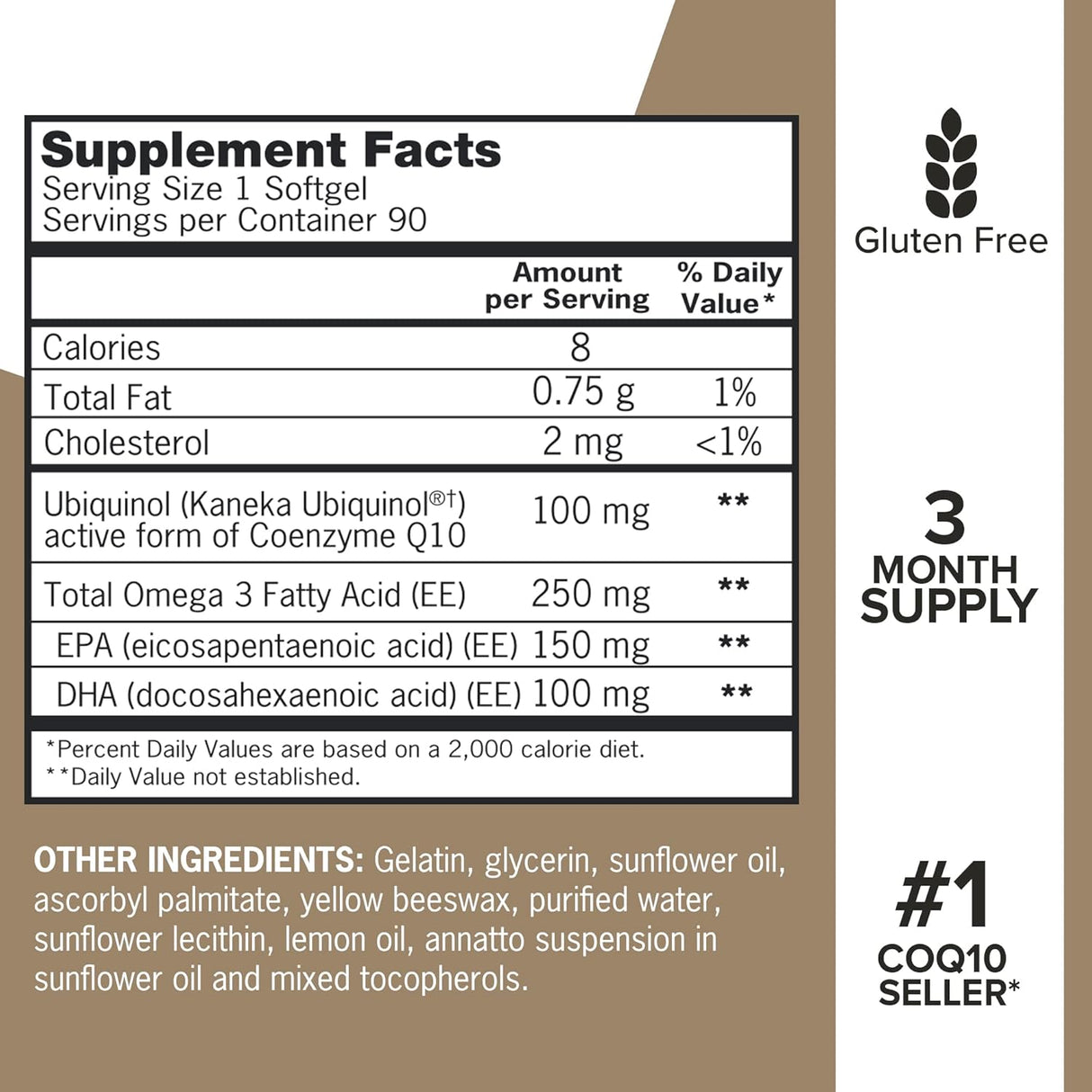 Ubiquinol CoQ10 100 mg con Omega 3, Salud Cardíaca, 90 Uds