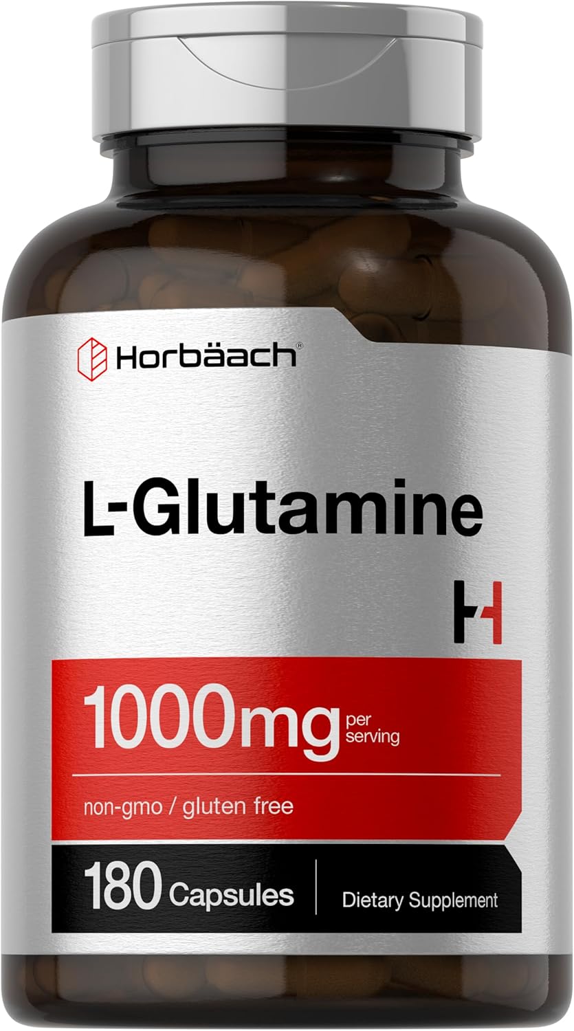 Horbaach L Glutamina Cápsulas 1000mg Suplemento 180 cápsulas