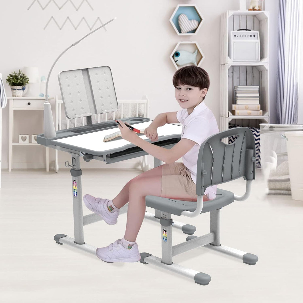 Juego de escritorio y silla para niños de 5 a 8 años