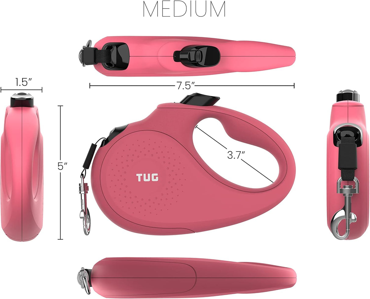 Correa retráctil monocromática de 360°, Rosa TUG