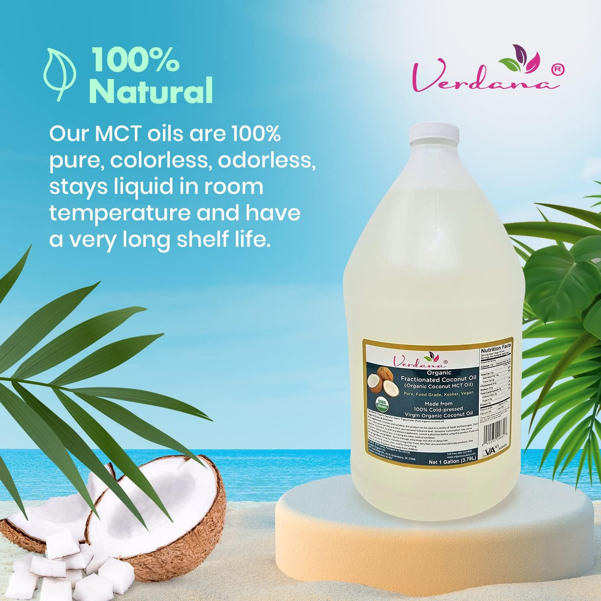 Suplemento Aceite de coco orgánico fraccionado MCT  1 galón
