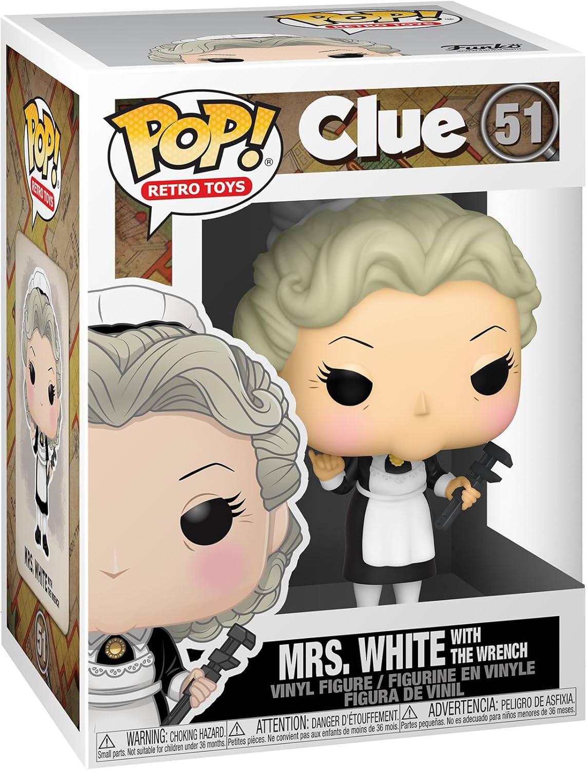 Funko Pop! Clue - Sra. White con Llave Inglesa, Retro Toys