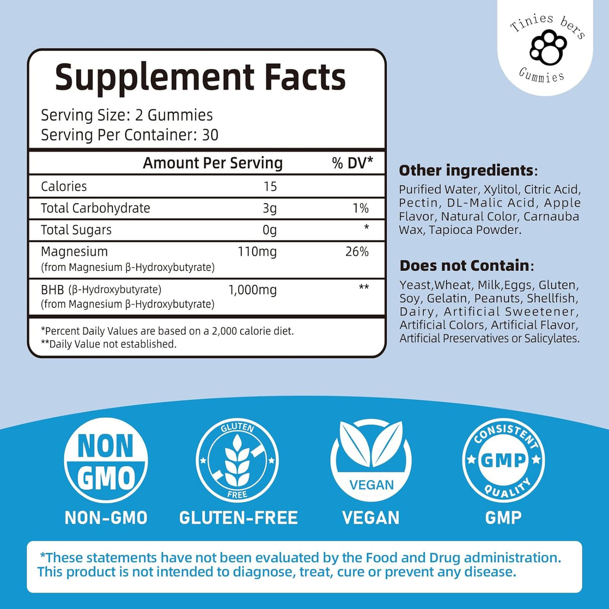 Magnesium BHB Gummies Keto 1000mg, Energía y Salud, 60
