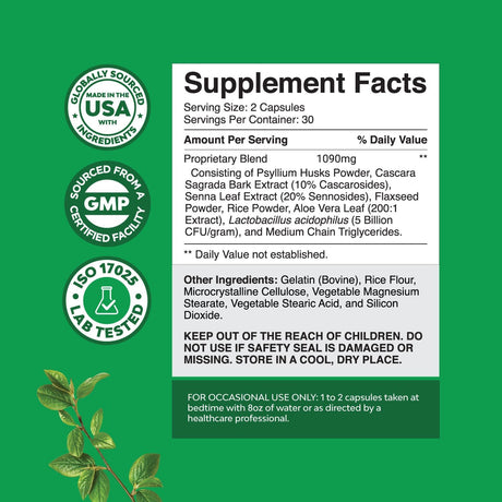 Suplementos laxantes Herbales con Probióticos para Digestión