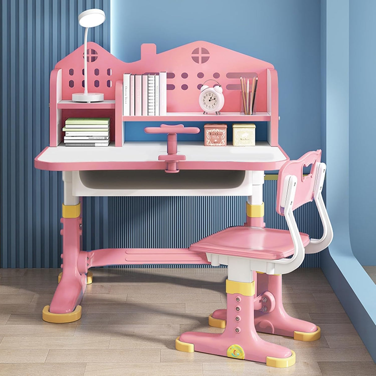 Escritorio y Silla Ajustables para Niños con Estante y Cajón