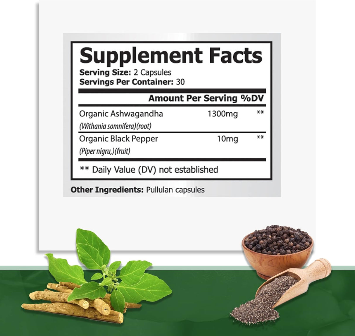 Cápsulas Orgánicas de Ashwagandha - Mejora del Ánimo 1300 mg