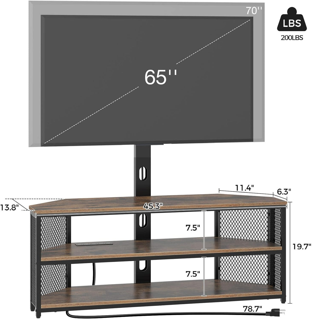 Soporte de TV Rolanstar con Montaje y Salida de Poder, Ajustable