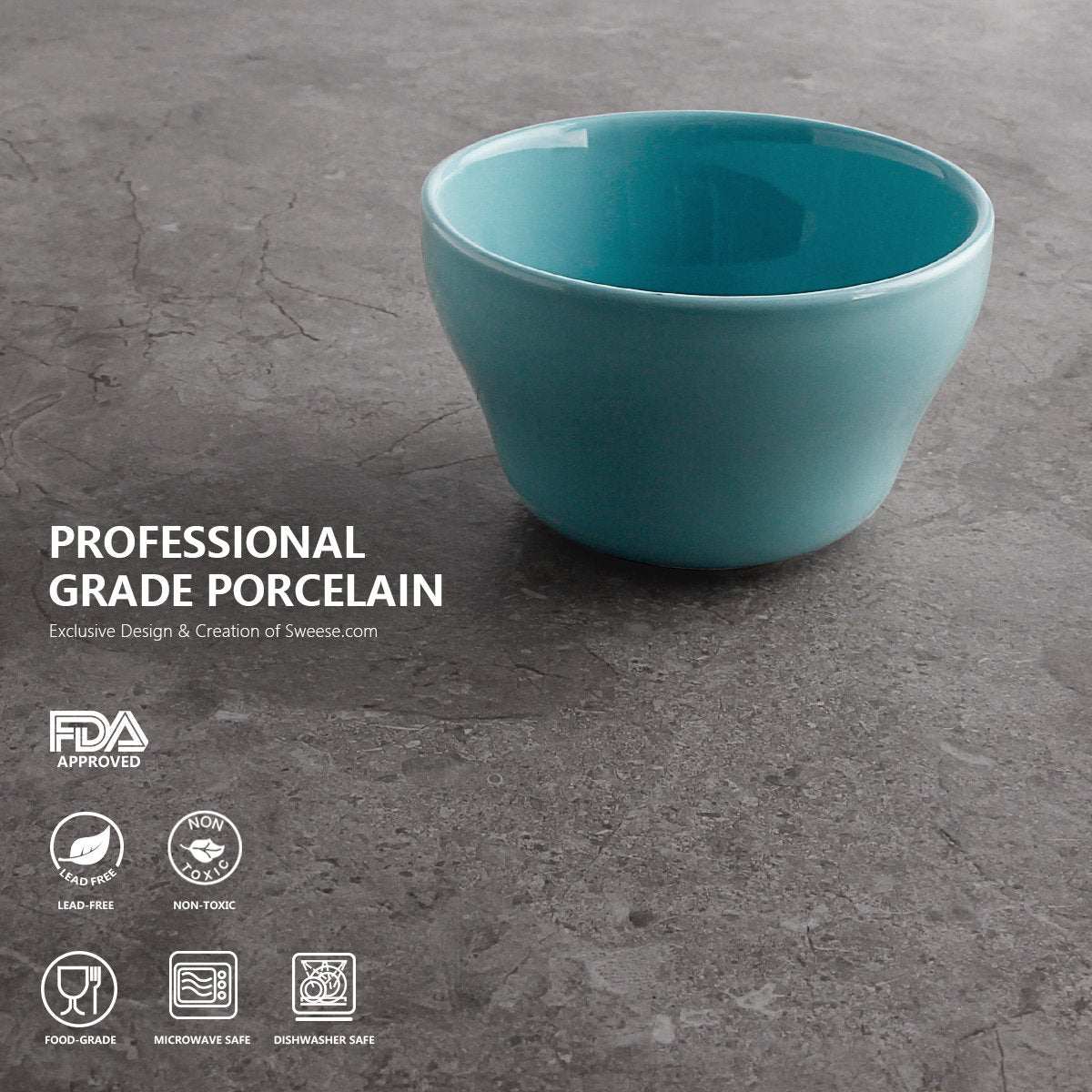 Tazas de caldo de porcelana de postre de 8 onzas
