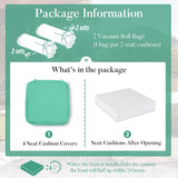 Basic Beyond Cojines para sillas de exterior para muebles de patio, impermeables, juego de 4 cojines de asiento de exterior de 19 x 19 pulgadas, cojines para sillas de patio con lazos y asa, turquesa