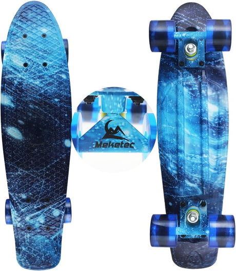 Patineta Mini Cruiser Retro de 22 Pulgadas para Principiantes