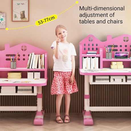 Set Escritorio y Silla Ajustable para Niñas, Ergonómico, con Cajón