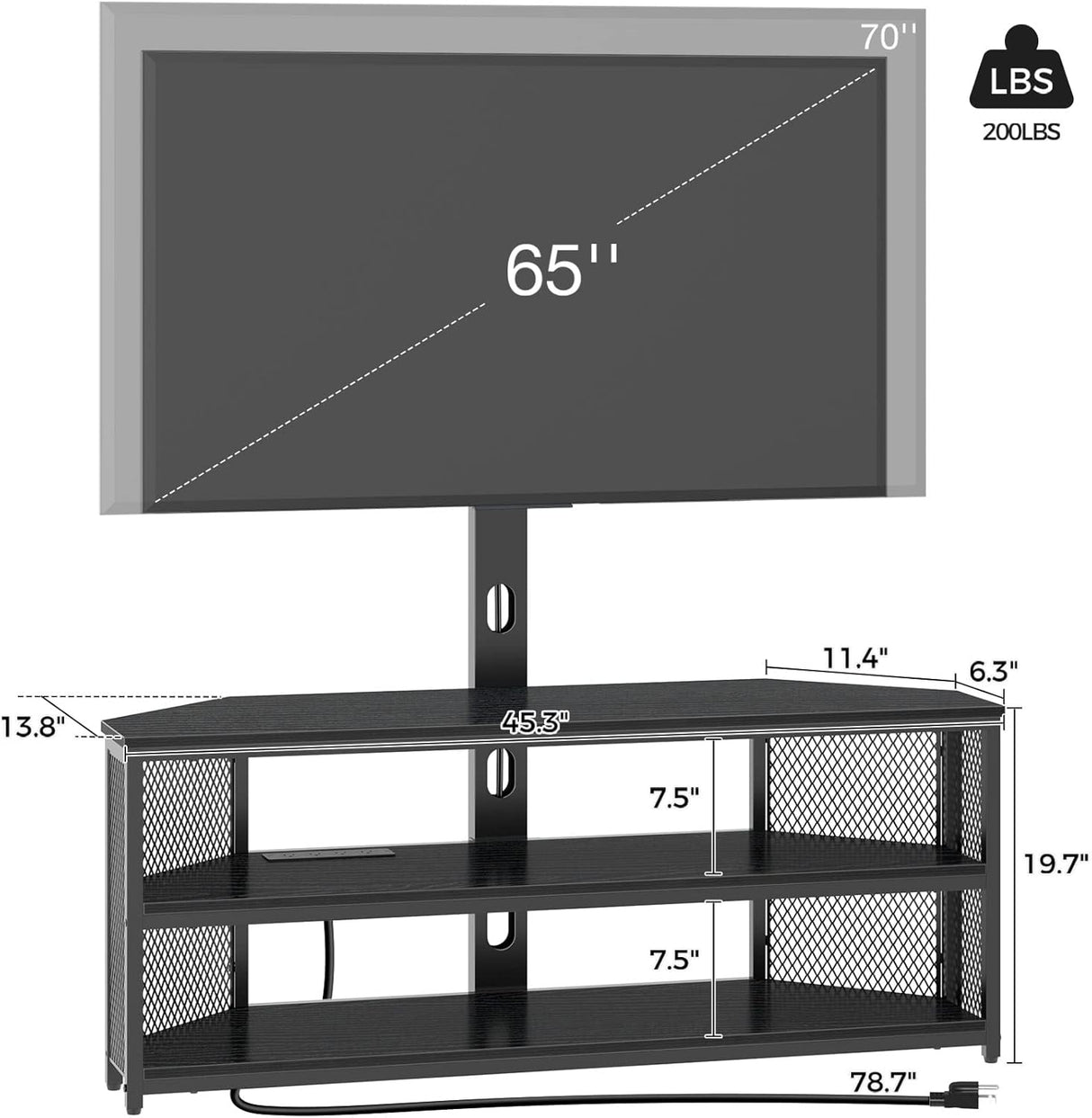 Soporte de TV Rolanstar, con montura y salida de energía, ajustable