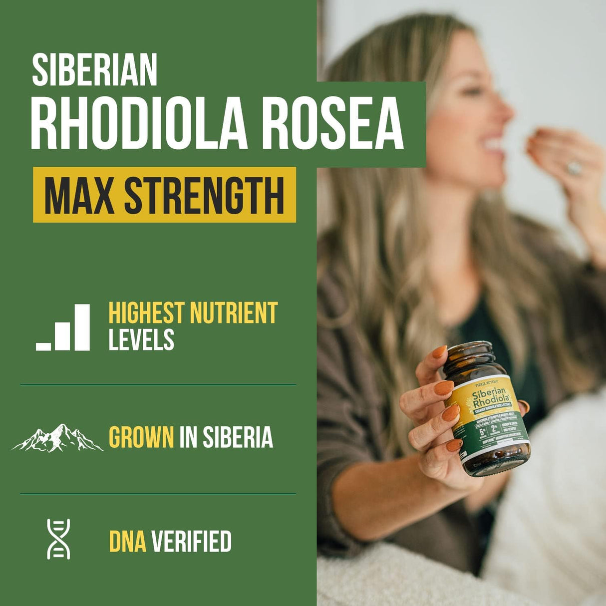 Suplemento Rhodiola siberiana  rosa de máxima fuerza  60 un