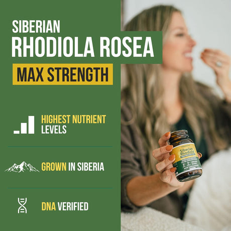 Suplemento Rhodiola siberiana  rosa de máxima fuerza  60 un