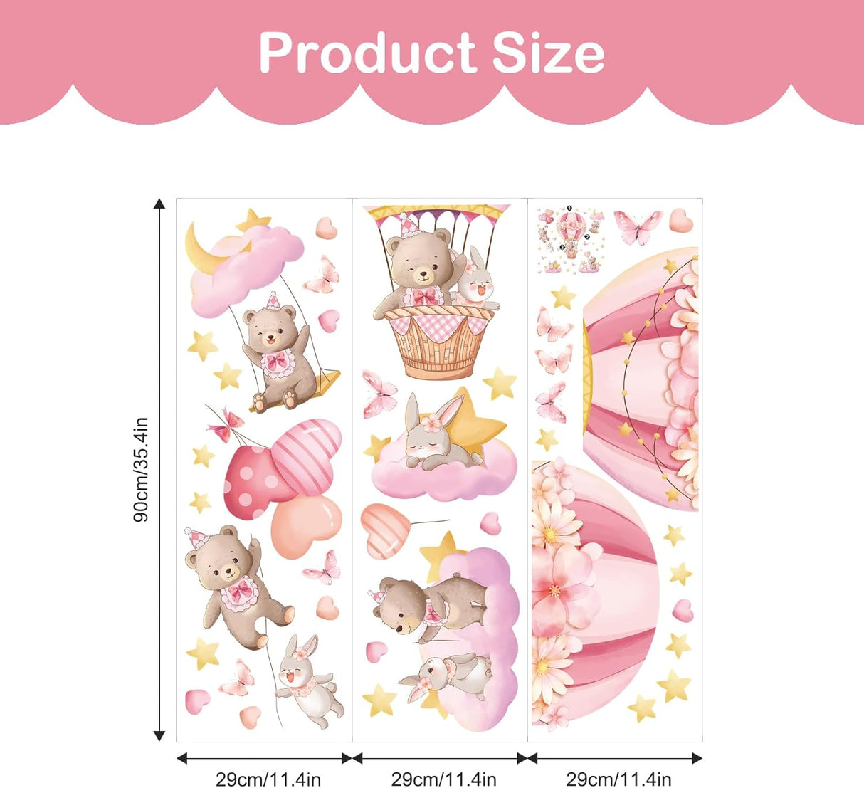 Pegatinas de Pared Tanlaby, Osito y Conejo, Decoración Infantil