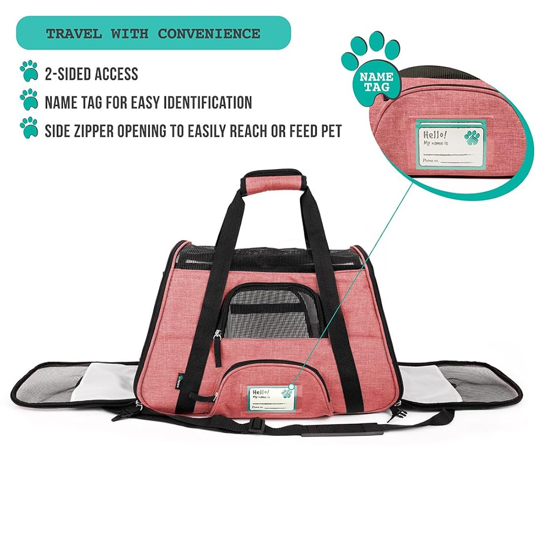 Bolso de viaje para mascotas de lado suave aprobado