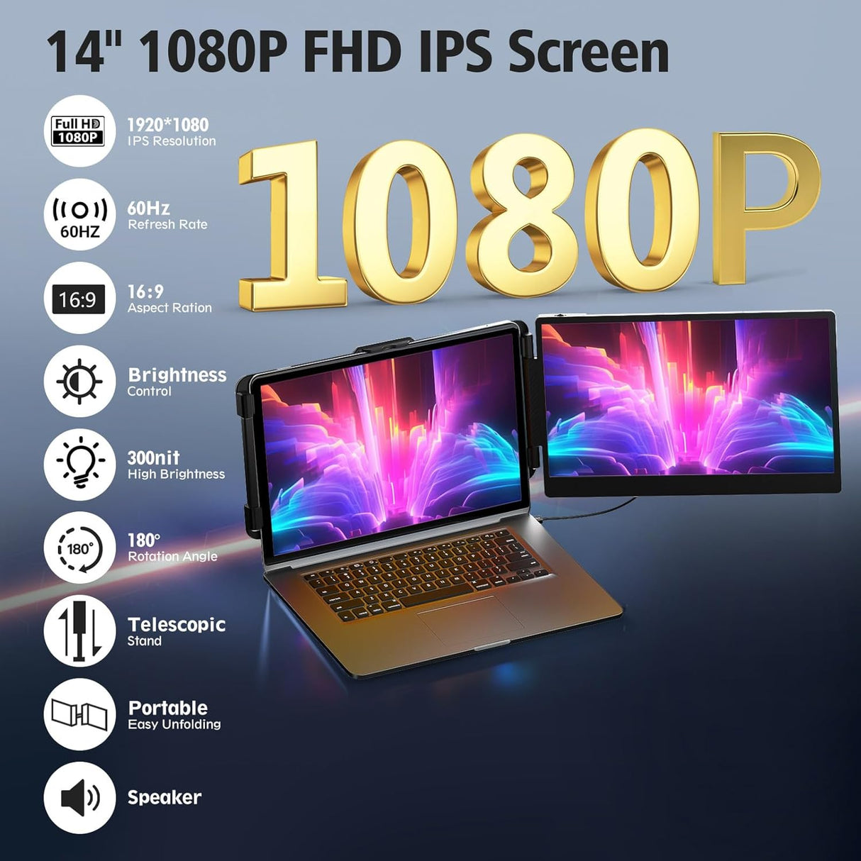 Monitor Extensor Portátil 14 FHD 1080P para Laptop