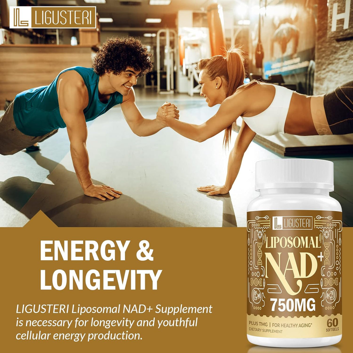 Suplemento liposomal NAD+ 750 mg de capacidad True NAD+ 60u