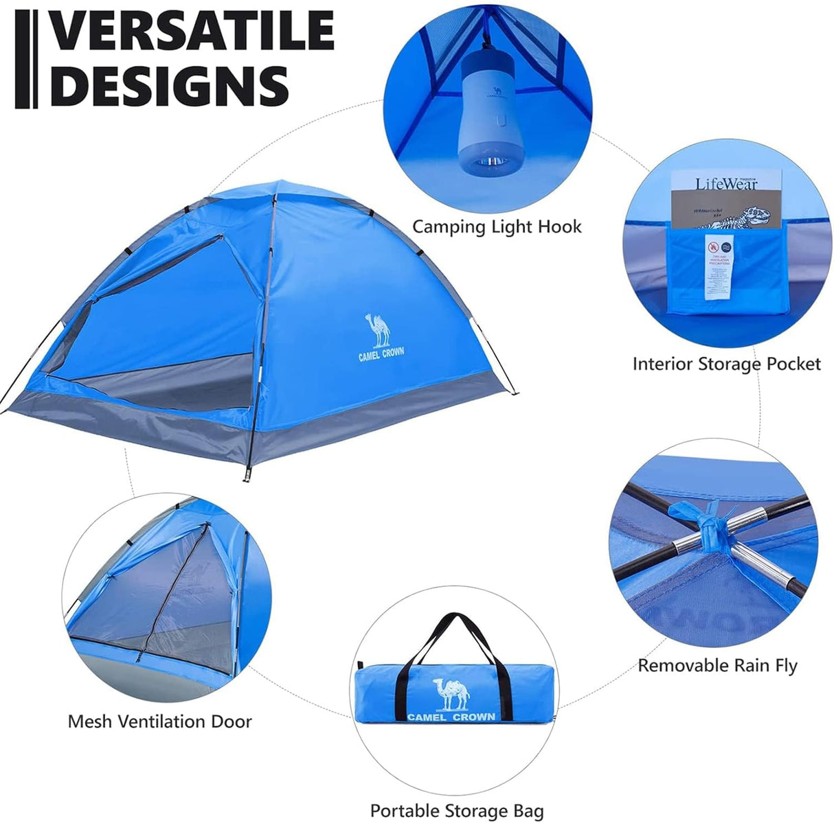 Tienda CAMEL CROWN Carpa de Camping 2/3/4/5 Personas, Ligera