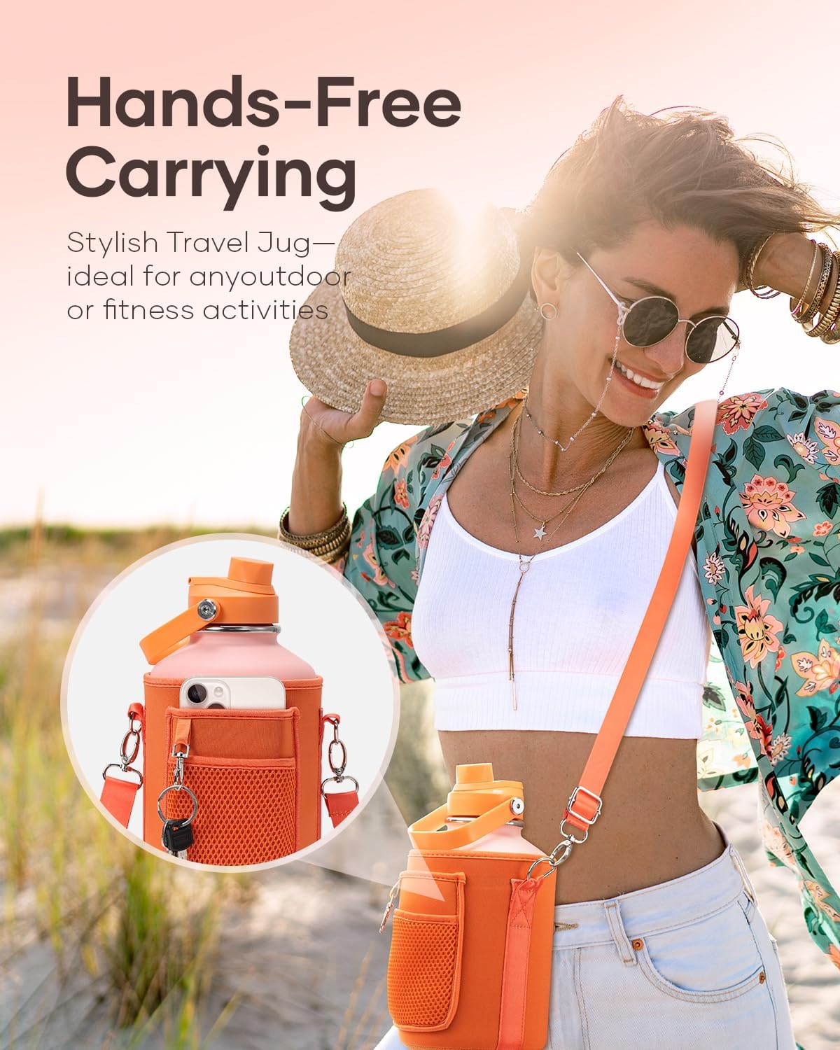 Botella de agua de medio galón, BUZIO, acero inoxidable 64 oz