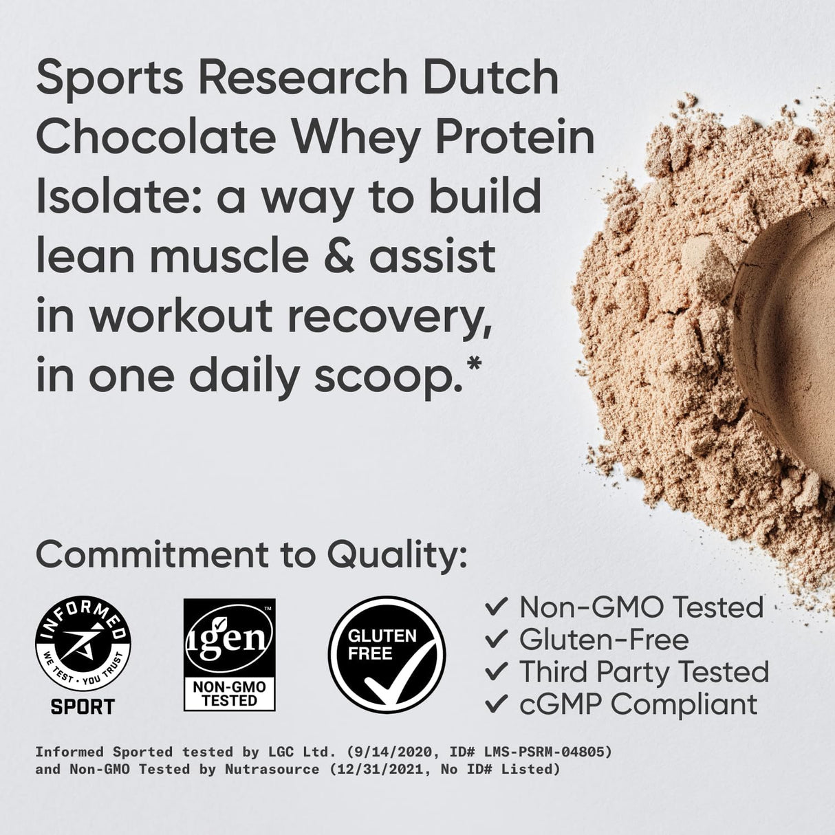 Sports Research Proteína de suero de leche – Nutrición deportiva aislada de suero en polvo para construcción muscular magra y recuperación de entrenamiento – Bolsa de 5 libras en polvo de proteína a