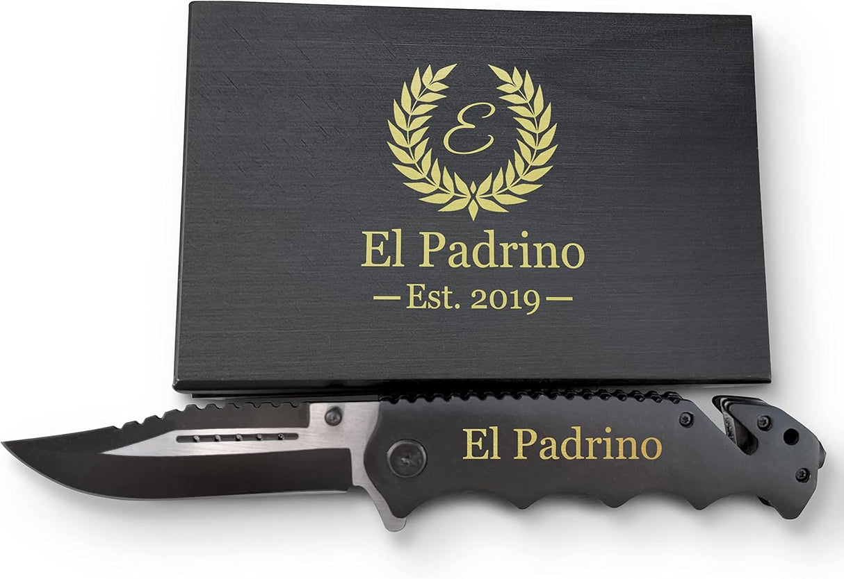 Cuchillo premium grabado, accesorio de viaje compacto