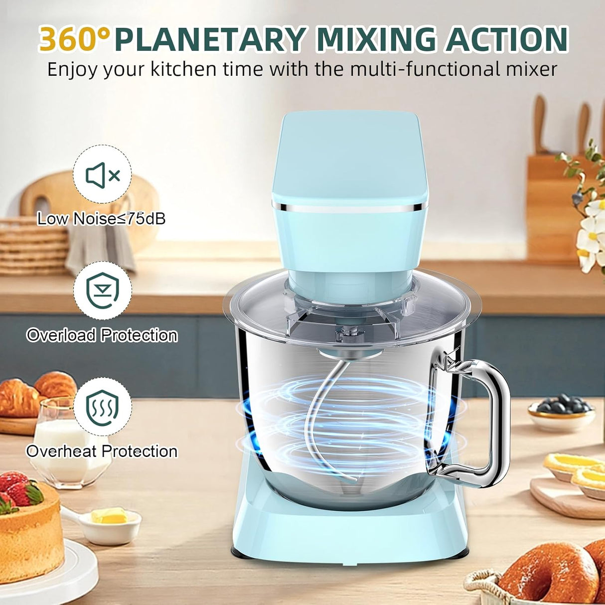 Batidora de Pie 6QT, 10+ Velocidades, Acero Inoxidable, Modelo