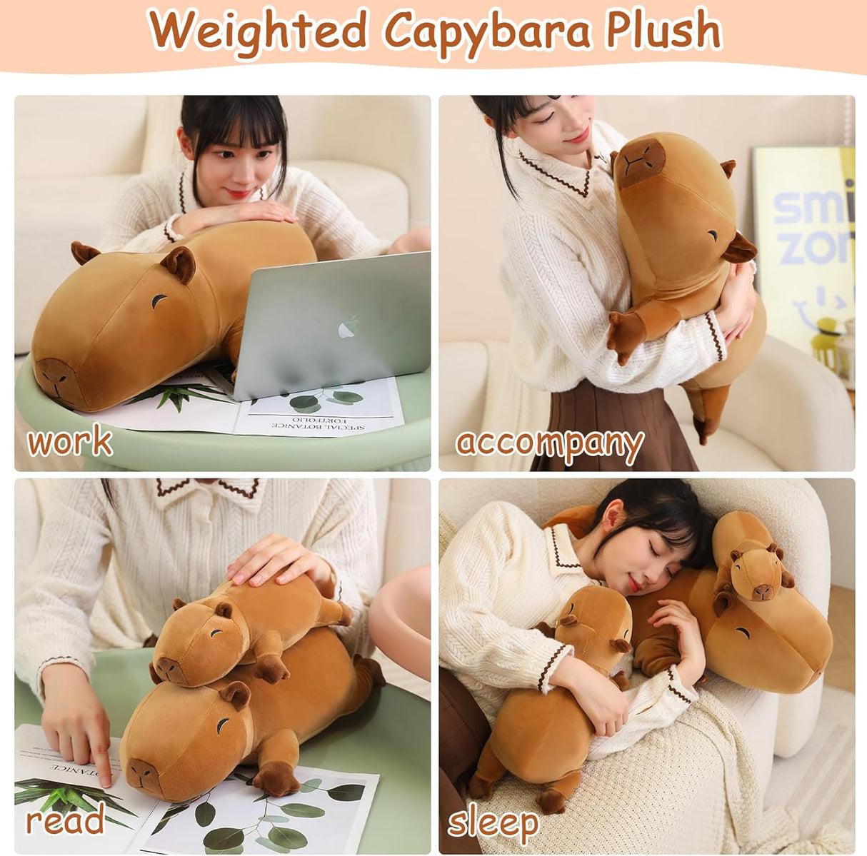 Peluche Capybara Pesado SQEQE, Suave, 9.8 Pulgadas, 0.8 lbs
