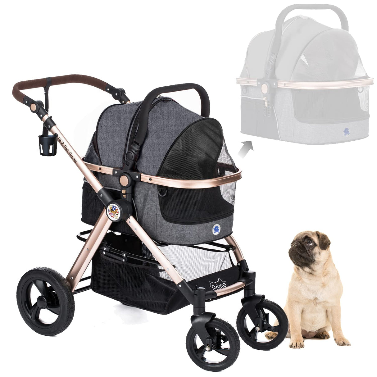 Carro para mascotas HPZ Pet Rover 3 en 1 con asiento y transportín
