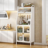 Estante de cocina para panadería con gabinete de puerta, soporte de microondas de 5 niveles