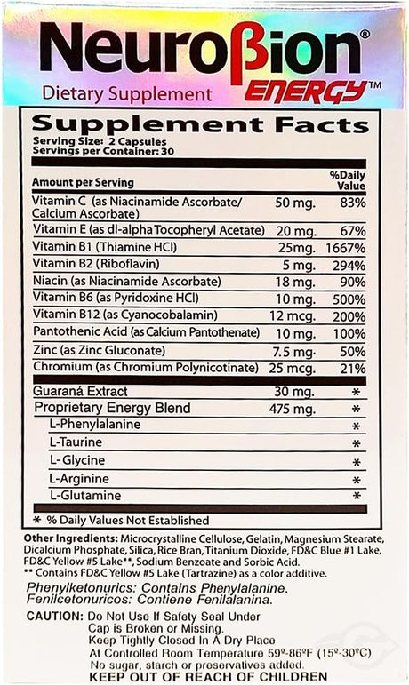 Suplemento Neurobion Aminoácidos Energéticos 60 und pack 3