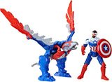 Figuras de acción Mechasaurs, Capitán América y Redwing