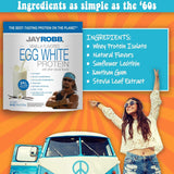 Proteína de clara de huevo JayRobb, baja en carb, keto, 80 oz