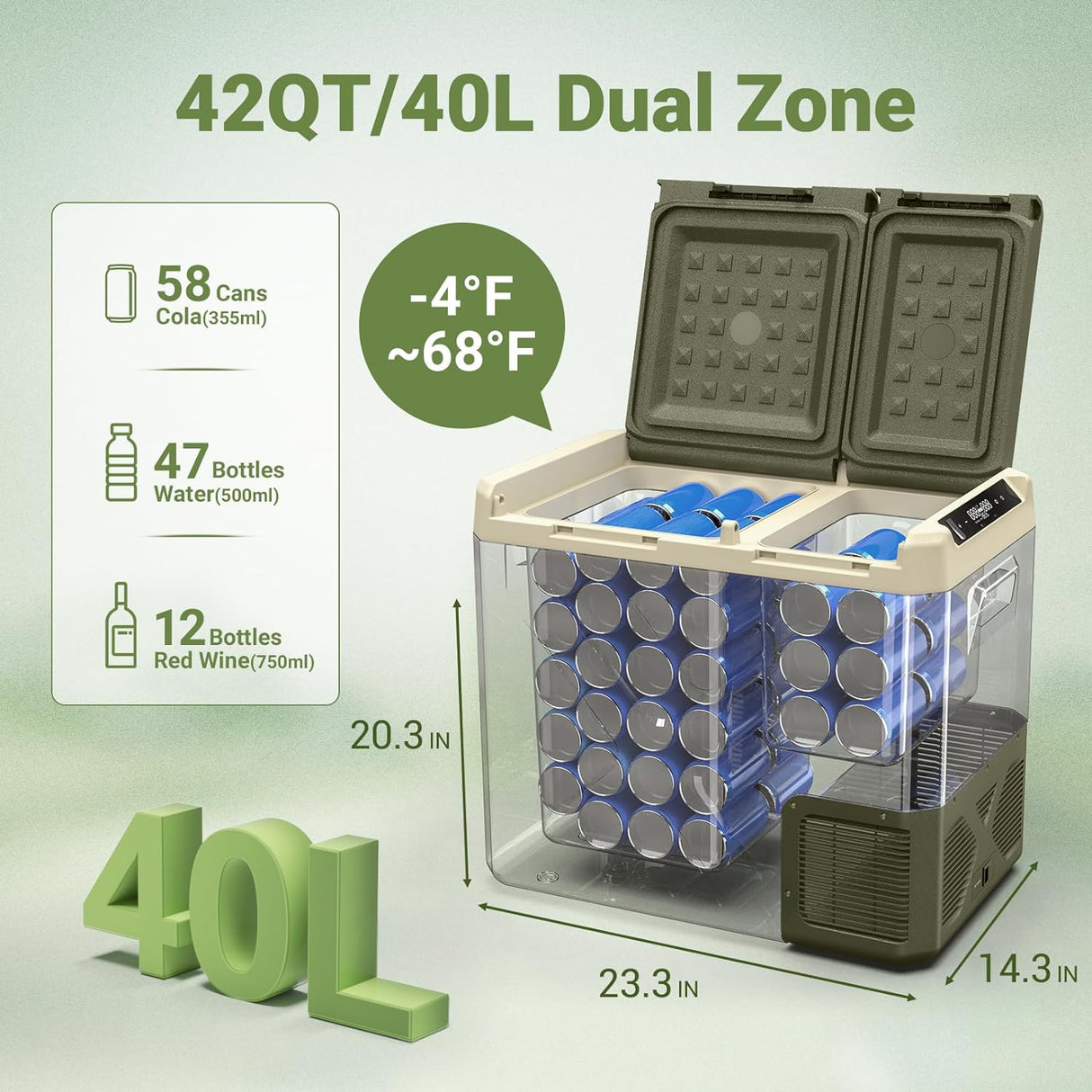 Refrigerador portátil de 12 V 42 cuartos portátil 12/24V DC