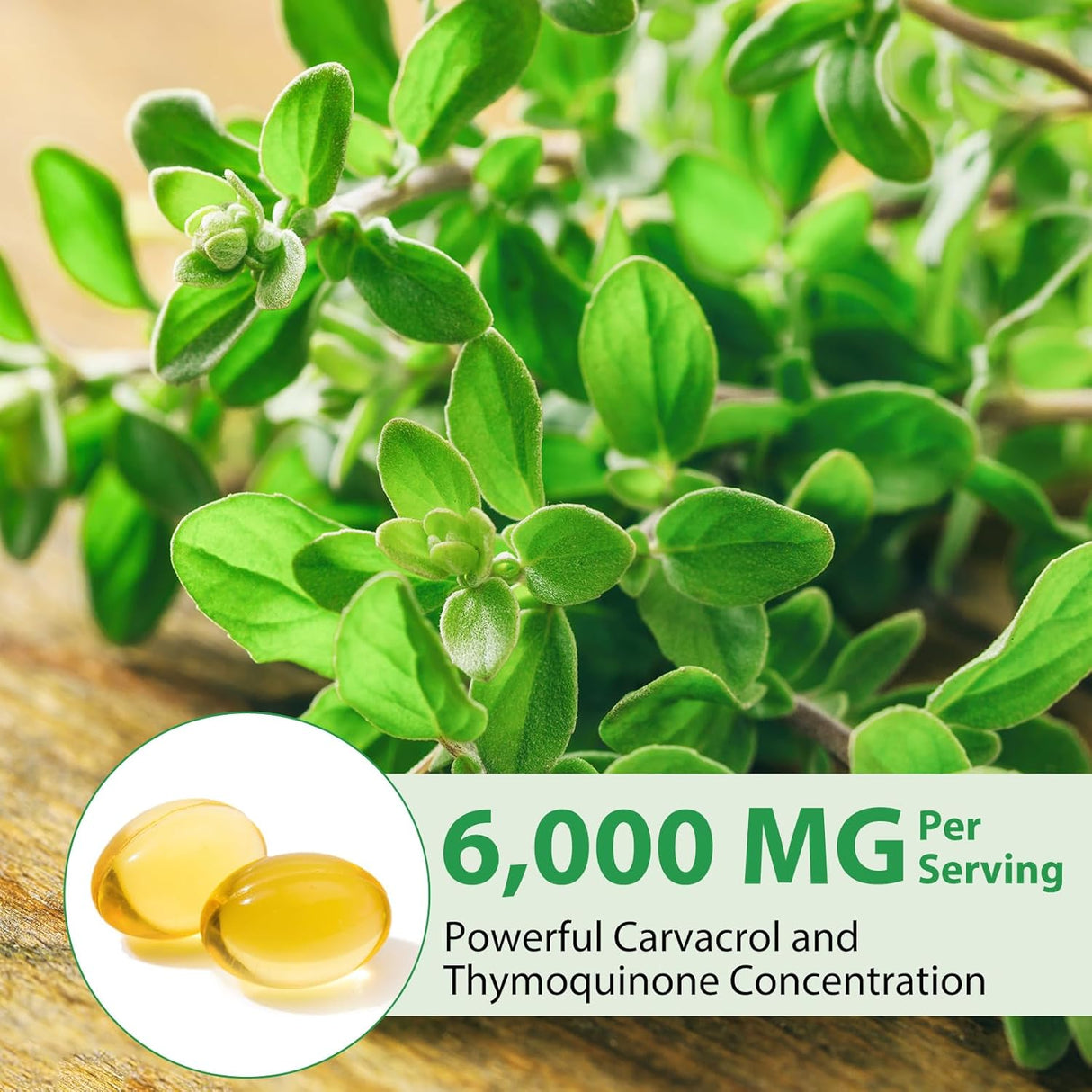 Aceite de Orégano con Semilla Negra, 2 en 1, 6000mg, 120 caps