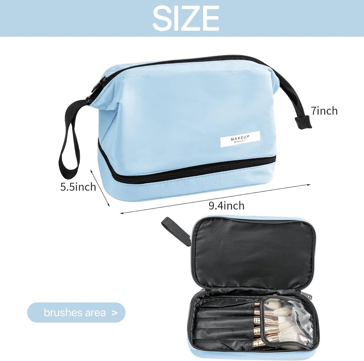 bolsa para cosmeticos color azul Queboom
