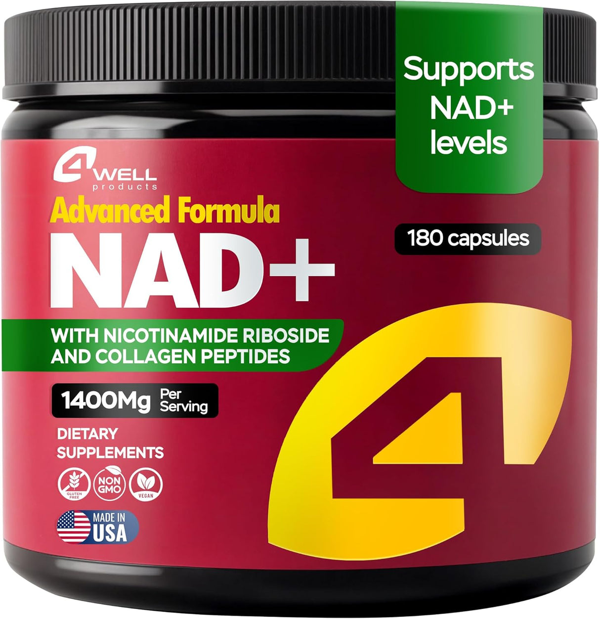 Suplemento NAD 1400mg - Salud Celular y Cognitiva - 180 Caps