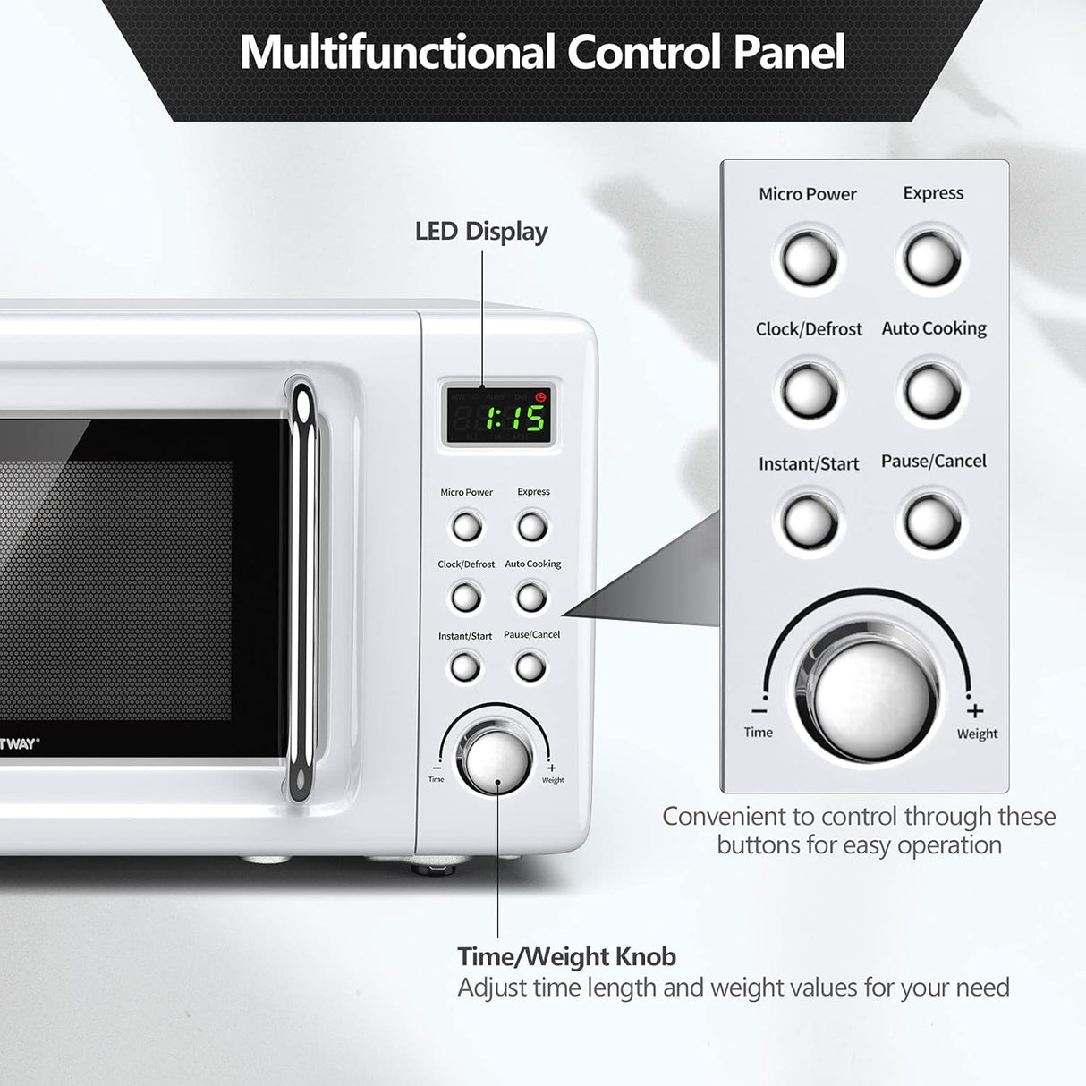 Microondas Retro COSTWAY 0.7 Cu.ft, 700W, 5 Potencias, LED