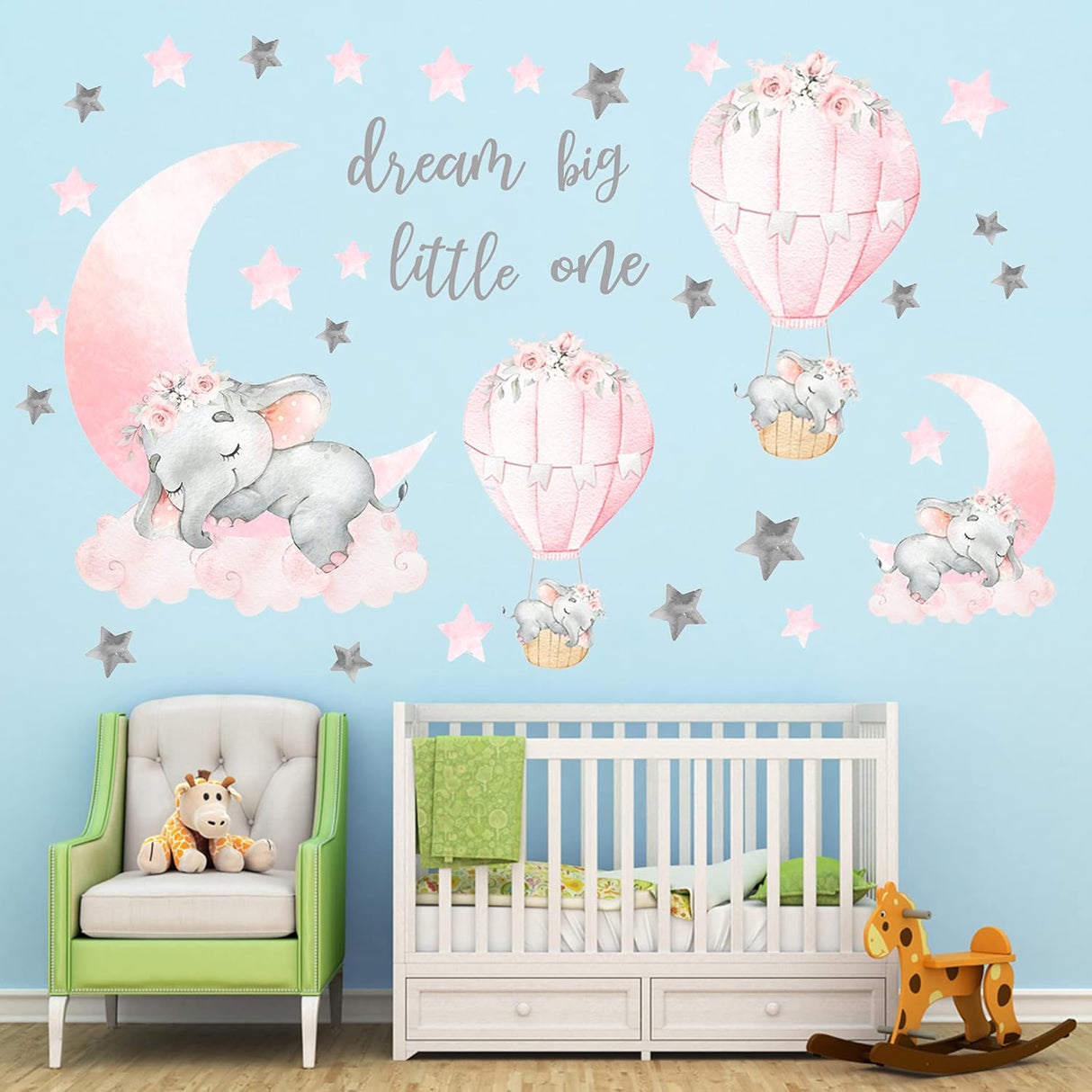 Pegatinas de Pared Elefante, Dream Big, Globo Aerostático