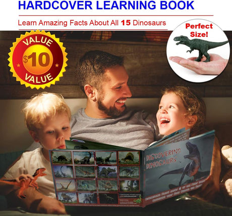 Conjunto de Dinosaurios DinoMax con Libro, 15 Piezas, T-Rex