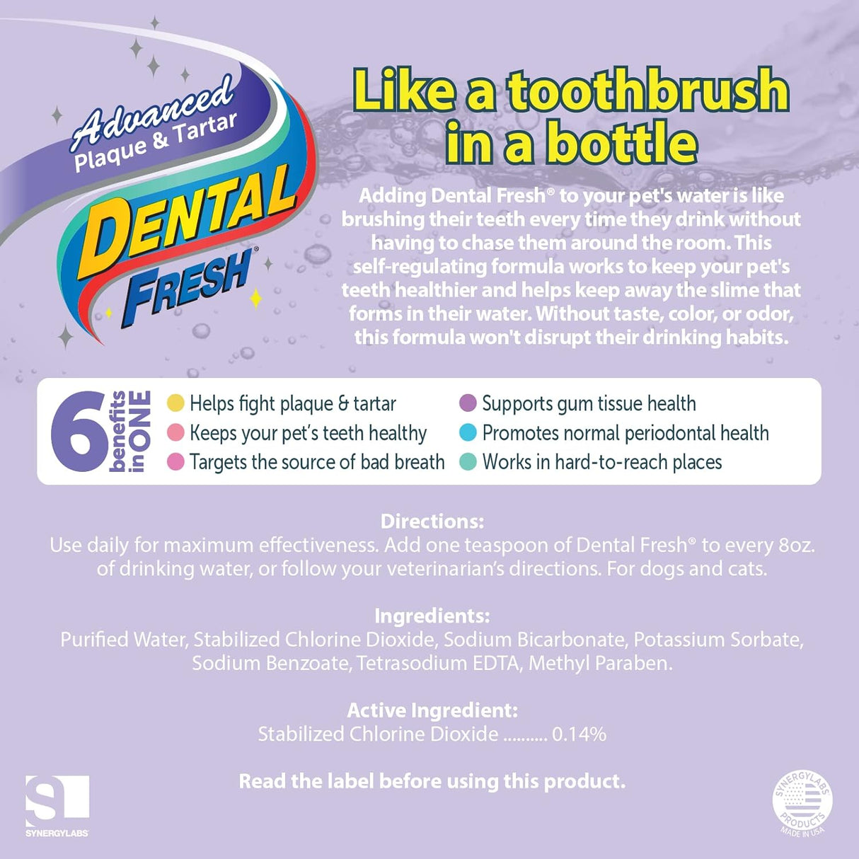 Aditivo de agua dulce dental para mascotas